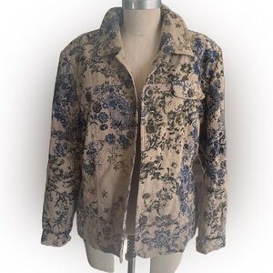Vintage Christopher & Banks Women’s Corduroy Floral Embroidered Jacket. Large